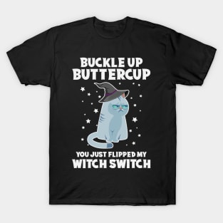 Grumpy Witch Cat Funny Halloween Gift For Cat Lovers T-Shirt